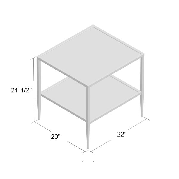 Double Glass Top End Table with Storage & Reviews Birch Lane